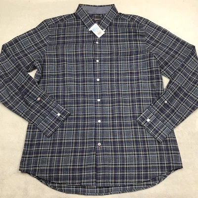 NWT J McLAUGHLIN Westend Flannel Shirt Men L Blue Tartan Plaid Modern Fit Slim - Image 1 of 4