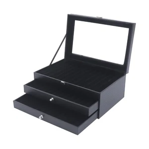 36 Slots Pen Display Box Leather Pen Display Case Black Fountain Pen Storage Box - Picture 1 of 21