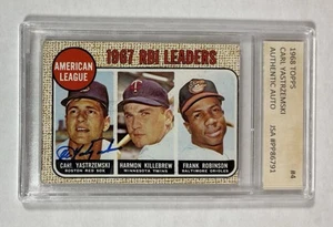 1968 Topps AL RBI Leaders YASTRZEMSKI HOF SIGNED AUTO Baseball Card #4 JSA Auth - Picture 1 of 5