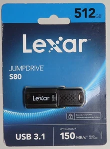 Lexar 512GB JumpDrive S80 USB 3.2 Gen 1 Flash Drive, External Storage, - Picture 1 of 2