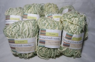 Yarn And Craft Works 11 Balls Chenille White Green NWT  - Image 1 of 4