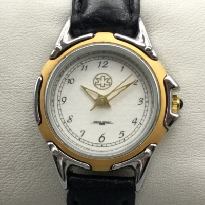 Reloj Jorg Gris Mujer Dorado Tono Plata 27mm Correa Cuero Negro ETIQUETAS Batería Nueva Foto 1 de 4