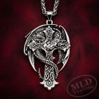 Viking-Celtic Dragon Cross Pendant - Norse Gaelic Knotwork Necklace, 24" Chain