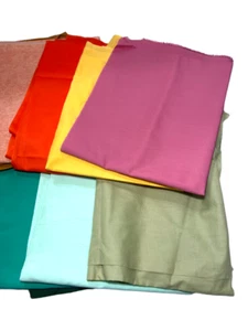11 Solid Pieces Cotton /Polyester Fabric 44" wide Each at Least 1 Yard - Picture 1 of 3