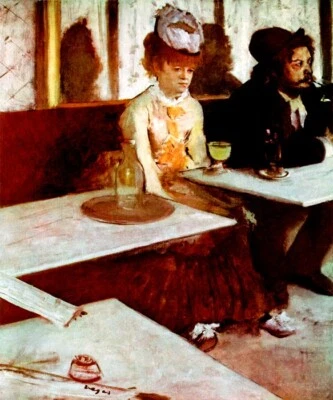 ABSINTHE PARIS CAFÉ VIDA PARISINA ARTISTAS BOHEMIOS 1876 POR EDGAR DEGAS REPRO Foto 1 de 3