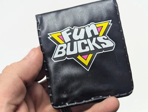 Vintage 1990s Neon Pink  Plastic Wallet Retro Yellow Trim Arcade Prize Fun Bucks - Picture 1 of 5