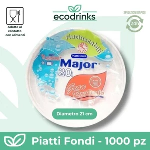 1000 Piatti Fondi in Plastica Riutilizzabile anche Per Microonde Diametro 21cm - Picture 1 of 4