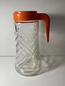VINTAGE 1970’s Anchor Hocking TANG Clear 1 QT Glass Pitcher w/Lid - Picture 1 of 8