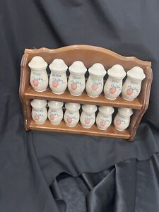 RARE cottage core country geese Apples spice rack Complete Set