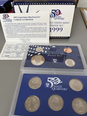 1999 S 🇺🇸 US Mint Proof Set - 5 State Quarters - 5 Coin Annual Set OGP COA - Image 1 of 4