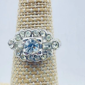 Strass Cluster Dinner Ring Silberfarben Glam Bling Glitzer Urlaub Party - Bild 1 von 7