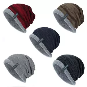 Cappello berretto uomo a righe a costine maglia sciolta berretto caldo da lavoro berretto morbido invernale - Foto 1 di 11