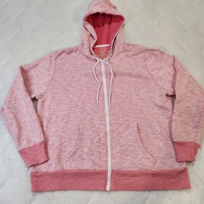 Faded Glory Hoodie Womens Size 2XL Full Zip Pockets Deep Coral Pink - Image 1 of 4