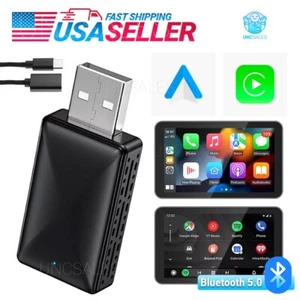 2-in-1 Carplay Wireless Adapter Android Auto Plug Play Connect USB Dongle - Picture 1 of 5