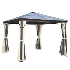 10 x 10 ft Hard Top Gazebo Canopy Heavy Duty Shelter Sun Shade w/ Curtain