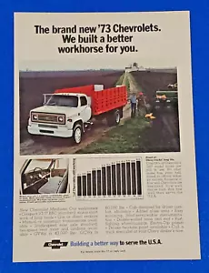1973 CHEVY WORK TRUCK ORIGINAL COLOR PRINT AD GM CHEVROLET BIG BLOCK (LOT WHITE) - Bild 1 von 1