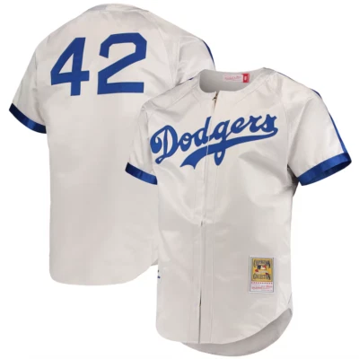 Brooklyn Dodgers Jackie Robinson Mitchell & Ness Gray Cooperstown Pro Jersey MLB - Image 1 of 3