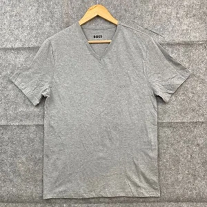 Hugo Boss T-Shirt Mens M Medium Grey Slim Fit Cotton V-Neck Short Sleeve 34112 - Picture 1 of 10