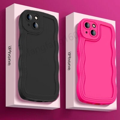 For iPhone 16 15 14 13 Pro Max Plus 12 11 XR Wavy Silicone Case Shockproof Cover - Image 1 of 4