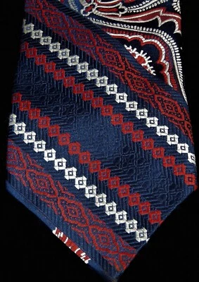 Vintage Necktie,1960's POLYESTER BLUE & RED PAISLEY BRITTANIA TIE,Stripes,Checks - Изображение 1 из 2