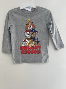 Nickelodeon Paw Patrol Unisex Toddler Christmas Holiday Cotton T-Shirt Gray 2T - Picture 1 of 4