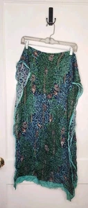 Talbots 100% Viscose Jewel Tone Scarf Birds Owls Trees Leaves Lightweight 73x27" - Picture 1 of 5