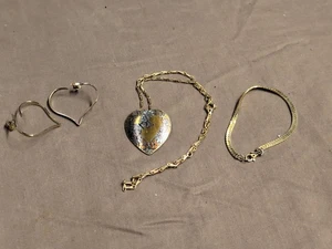 Vintage Reed Barton Halskette Monet goldfarbenes Armband und Ohrringe in Herzform - Bild 1 von 5