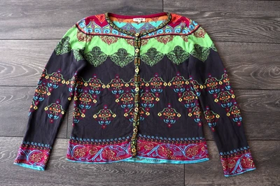 IVKO MUJER MULTICOLOR CÁRDIGAN SUÉTER TALLA 38 MUJER PATRÓN ABOTONADO Foto 1 de 4