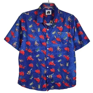 Cat Warehouse Crabs And Crack Button Shirt Sz M Short Sleeve Blue William Osman - Picture 1 of 6