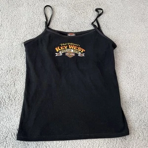 Harley-Davidson Damen Tank Top XL Schwarz Y2K Key West Made in USA 100% Baumwolle - Bild 1 von 9