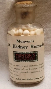 Antiguo frasco remedio renal Munyons con etiquetas originales - Imagen 1 de 8