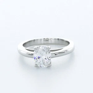 1.3 CT Lab-Created Diamond E/VVS2 Oval Cut Platinum Prong Classic Solitaire Ring - Picture 1 of 4