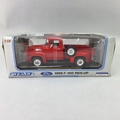 Welly 1:18 Scale 1956 Ford F-100 Pickup Truck Red V8 Diecast Model Vintage NEW - Image 1 of 4