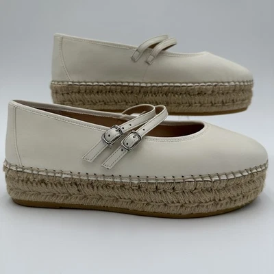 Steve Madden Brinn Alpargata Plataforma Mary Jane Plana Cuero Hueso EE. UU. 9 NUEVO EN CAJA $99 Foto 1 de 4