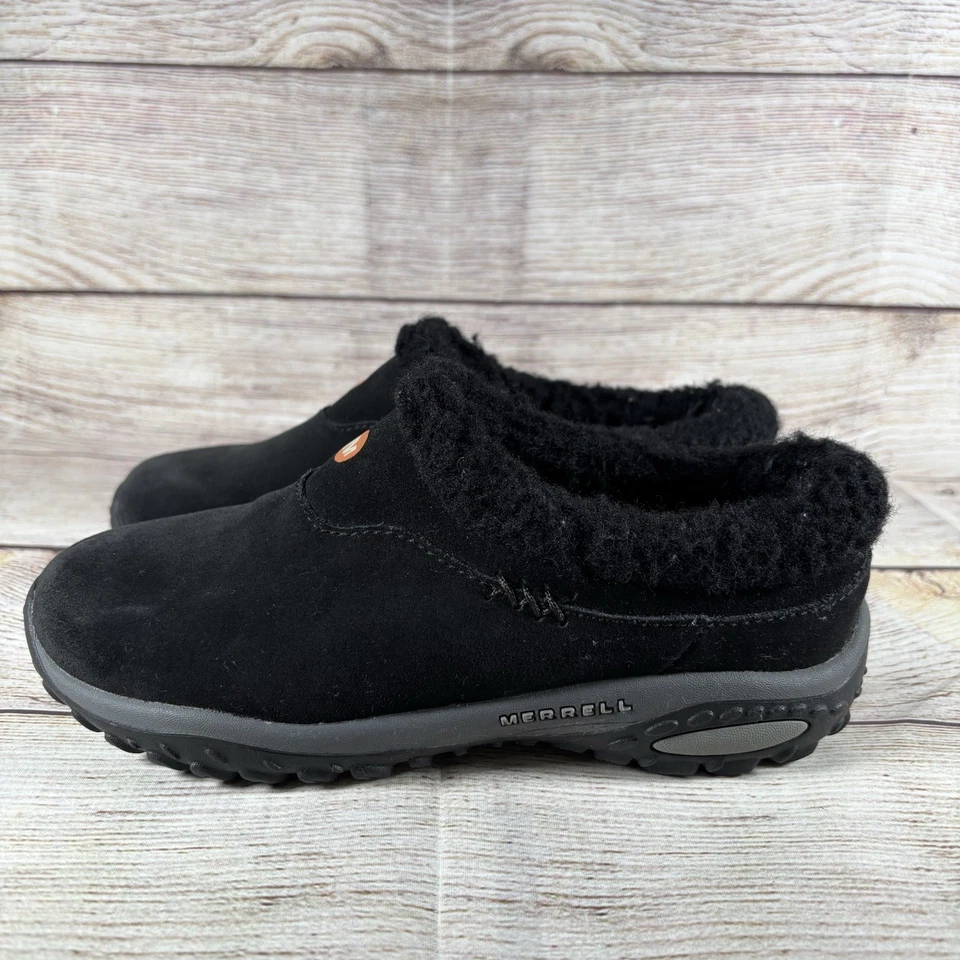 Tamancos Merrell Encore Frost Kids tamanho 1 camurça preta forrada de pele sintética - Imagem 1 de 4