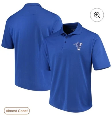 Men's Antigua Royal Blue Indianapolis Colts Throwback Pique Polo Shirt Men’s 3X - Image 1 of 4