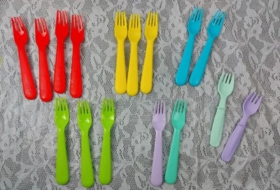 Plastic Forks Children Toddler Kids Utensils Cutlery Picnic Lunch Vtg Lot Of 16 - Image 1 of 4