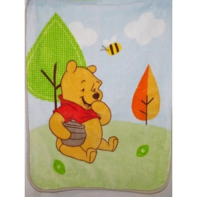 Disney Winnie the Pooh Honey Pot Bumble Bee Vintage Fleece Baby Blanket 30 x 39 - Image 1 of 4