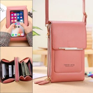 Women Handbags Pu Leather Shoulder Bags Touch Screen Phone Purse Crossbody Bag - Picture 1 of 40