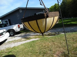 Antique Vintage Stain Glass Tiffany Style, Chandelier Lighting D-20", rewired. - Picture 1 of 12