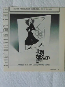 1973 Bette Midler The 2nd Album Record Release vintage art print ad - Picture 1 of 1
