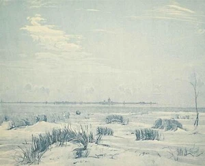 HAMBURG-Neuwerk - Hugo Schmidt - "Neuwerk von Scharhörn aus" - Aquatinta 1939 - Bild 1 von 2