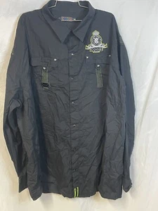 COOGI Shirt Mens 6XL Black Silver Button Down Long Sleeve Logo Embroidered Y2K - Picture 1 of 14