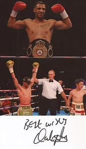 BOXING: KAL YAFAI SIGNED 6x2 WHITECARD+2 UNSIGNED PHOTOS+COA **PROOF** - Picture 1 of 2