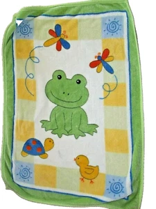8C WOW Vintage Lambs & Ivy FROG Leap Froggie Tales Minky Plush Crib Baby Blanket - Picture 1 of 4