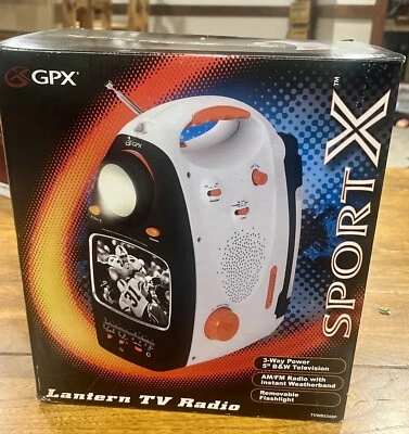 GPX 5" Black & White TV AM FM Weatherband Radio Flashlight Lantern Camping NIB - Image 1 of 4