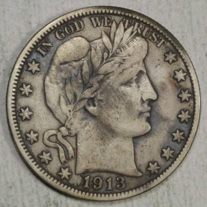 1913-S Barber Half Dollar, Very Fine+ 0513-04 - Picture 1 of 3
