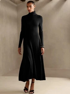 NEW BANANA REPUBLIC BLACK BEA MERINO SWEATER DRESS SMALL S #511920 - Picture 1 of 4