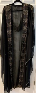 Elegante capa con cuentas para mujer adorno con capucha kimono árabe Abaya talla 30-32 EE. UU. - Imagen 1 de 8