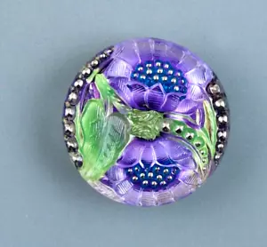 HANDPAINTED LACY GLASS BUTTON - Picture 1 of 4
